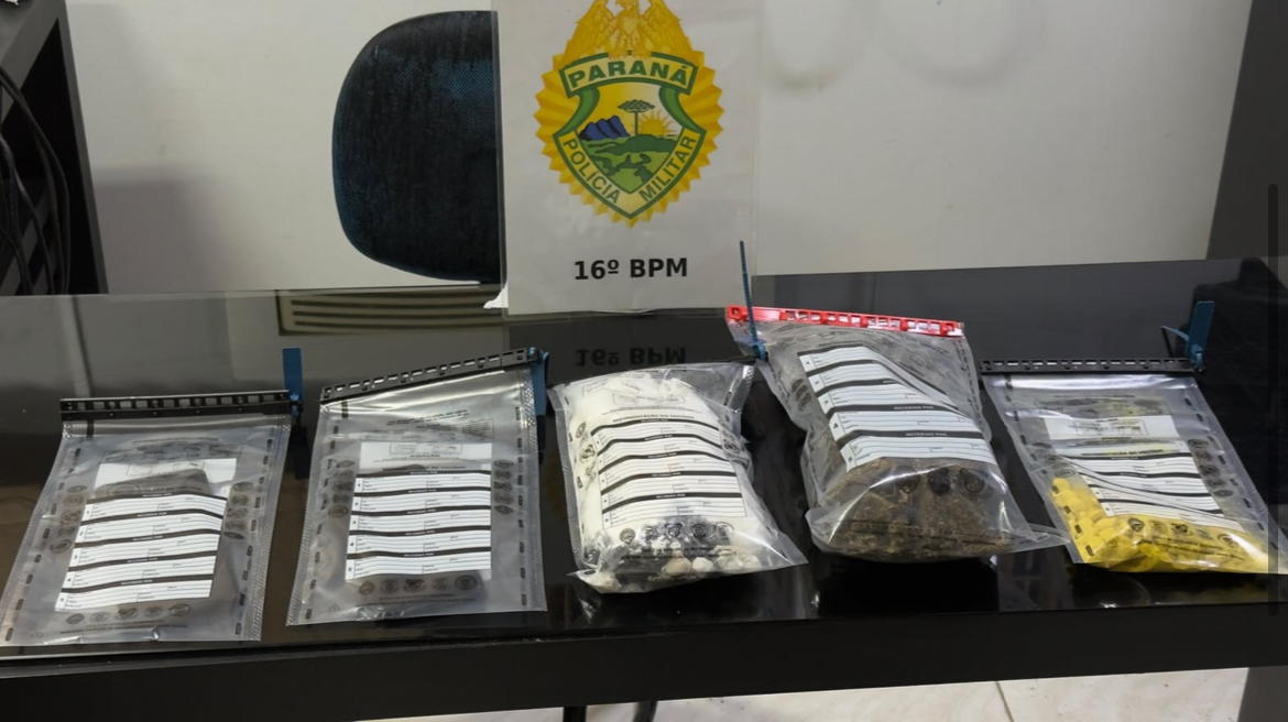 Cerca de 1 kg de drogas é apreendido e três suspeitos são detidos durante abordagem em Guarapuava  