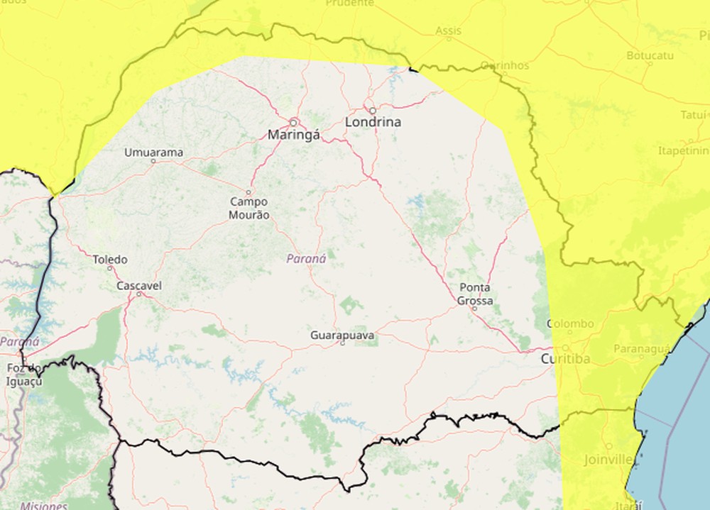 Paraná tem alerta de chuva intensa em 92 cidades; veja previsão do tempo 
