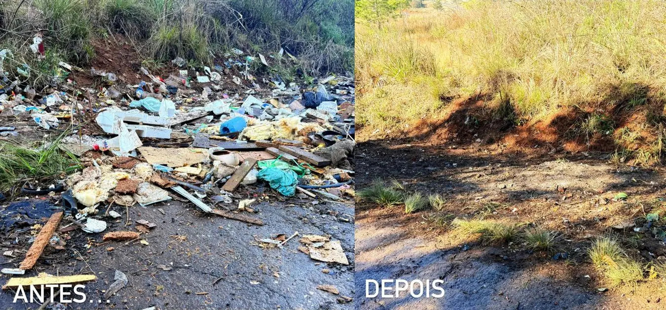 Mais de cinco toneladas de lixo são retiradas da estrada antiga da BR-277 em Guarapuava  
