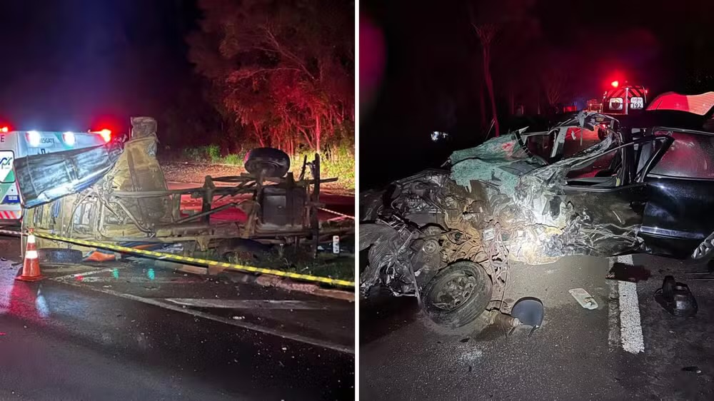 Motorista de caminhonete morre após ser atingido por carro que invadiu pista contrária na BR-277, em Laranjeiras do Sul  