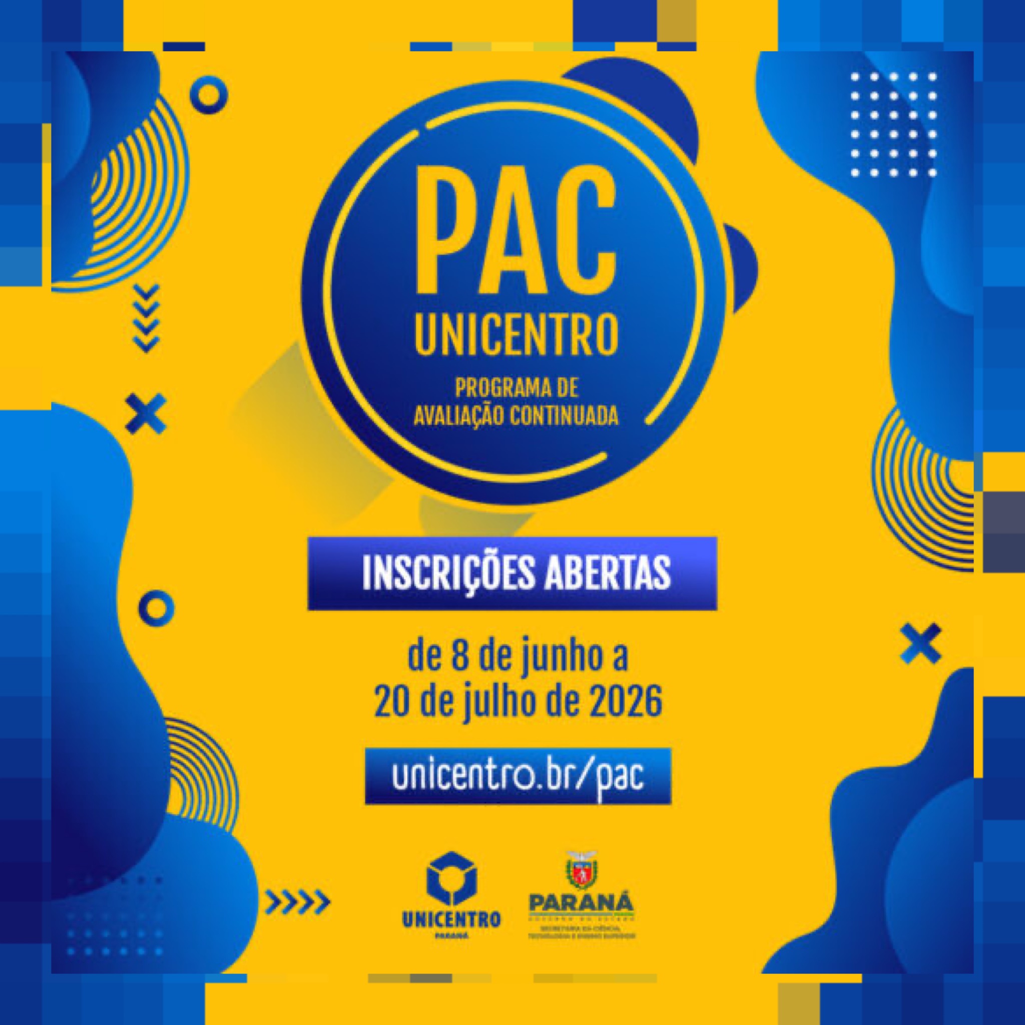 PAC 2026 da Unicentro está com inscrições abertas até 20 de julho  